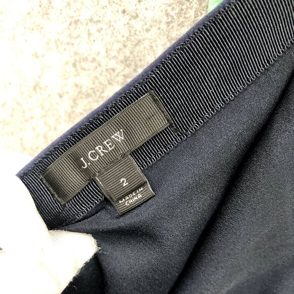 J. crew Silk Mini Skirt Size 2 Pleated Blue Green Stripe Floral - Picture 8 of 8